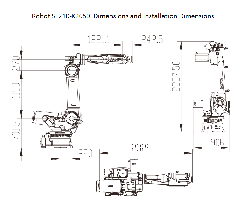 Kích thước và kích thước lắp đặt ROBOT SF210-K2650